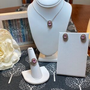 Kay Jewelers Silver 925 and 10k Rose Gold Necklace Set